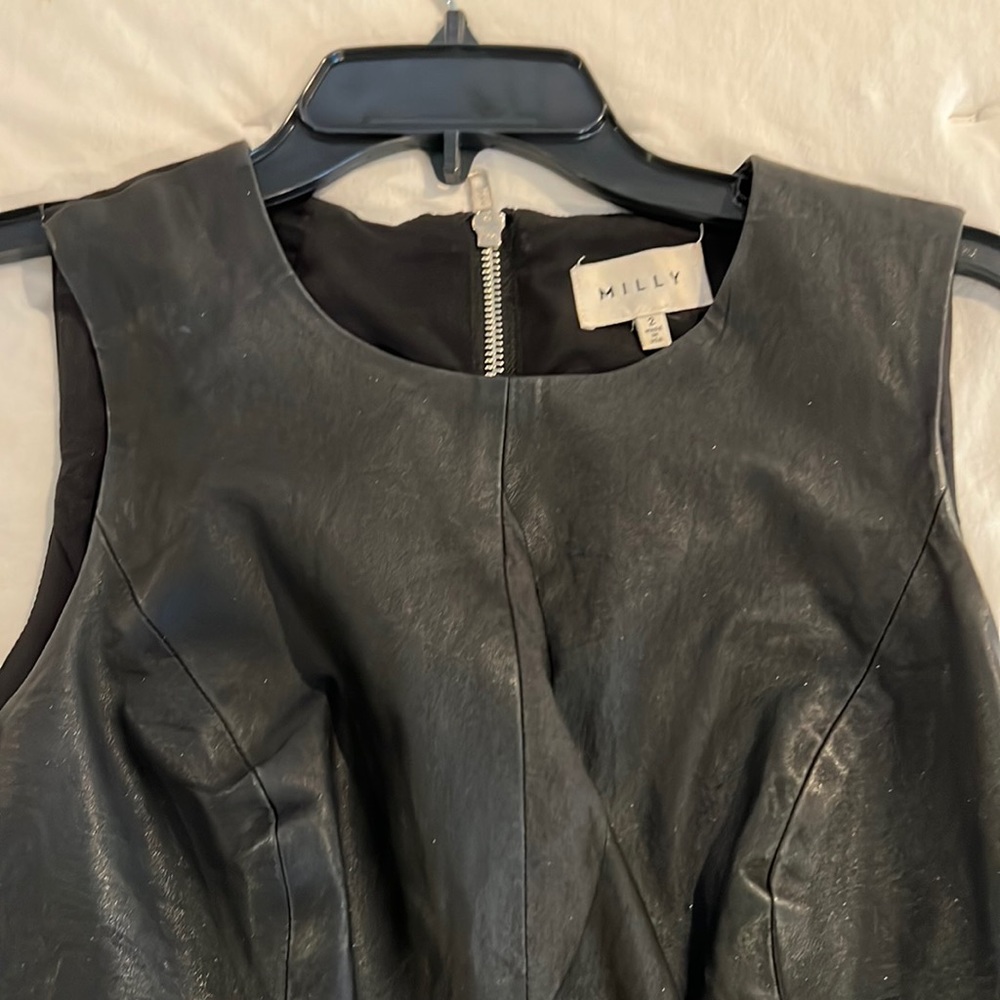 Milly black leather dress- size 2